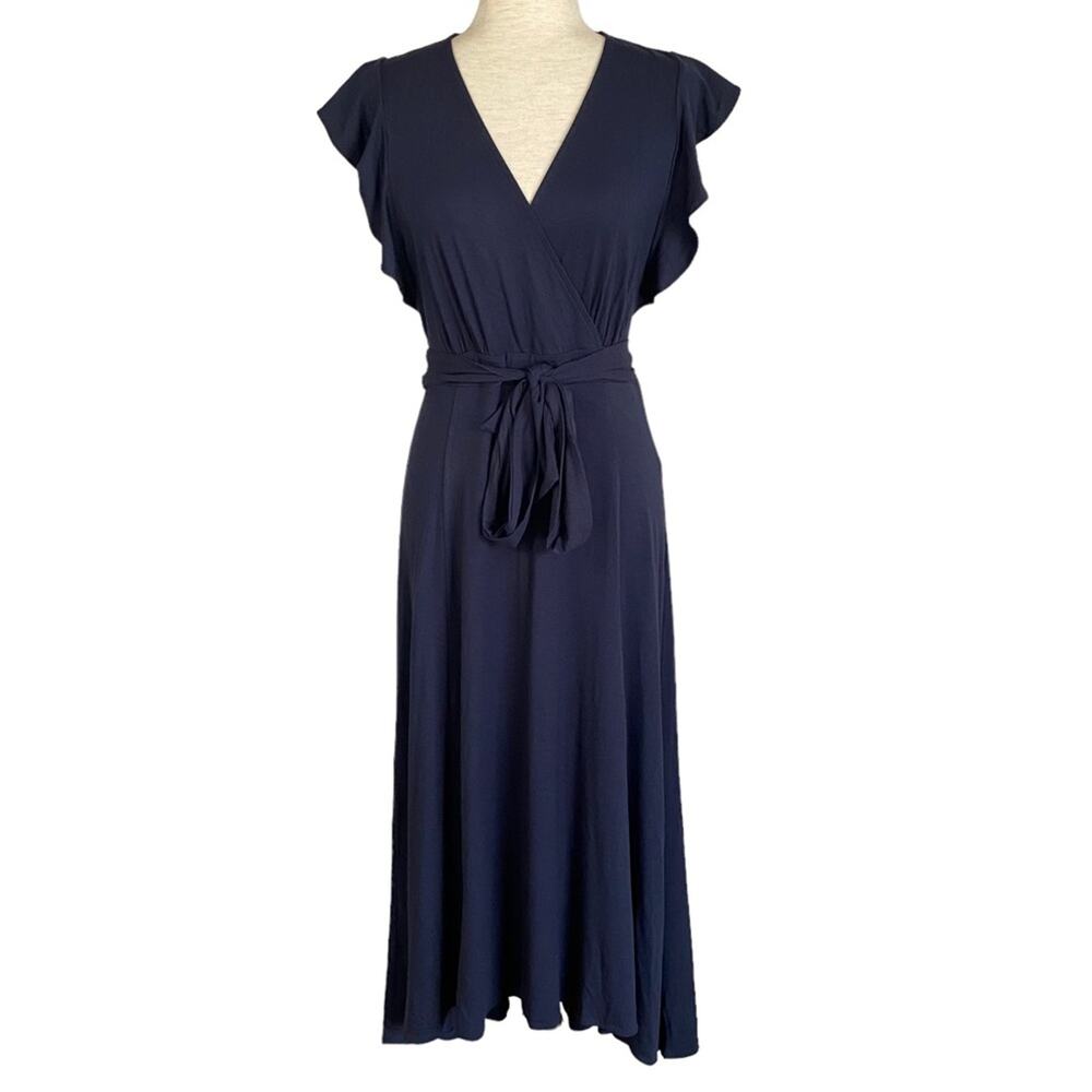 THE LIMITED NWT Navy Blue High Low Jersey Knit Dress Size XS Surplice Neckline